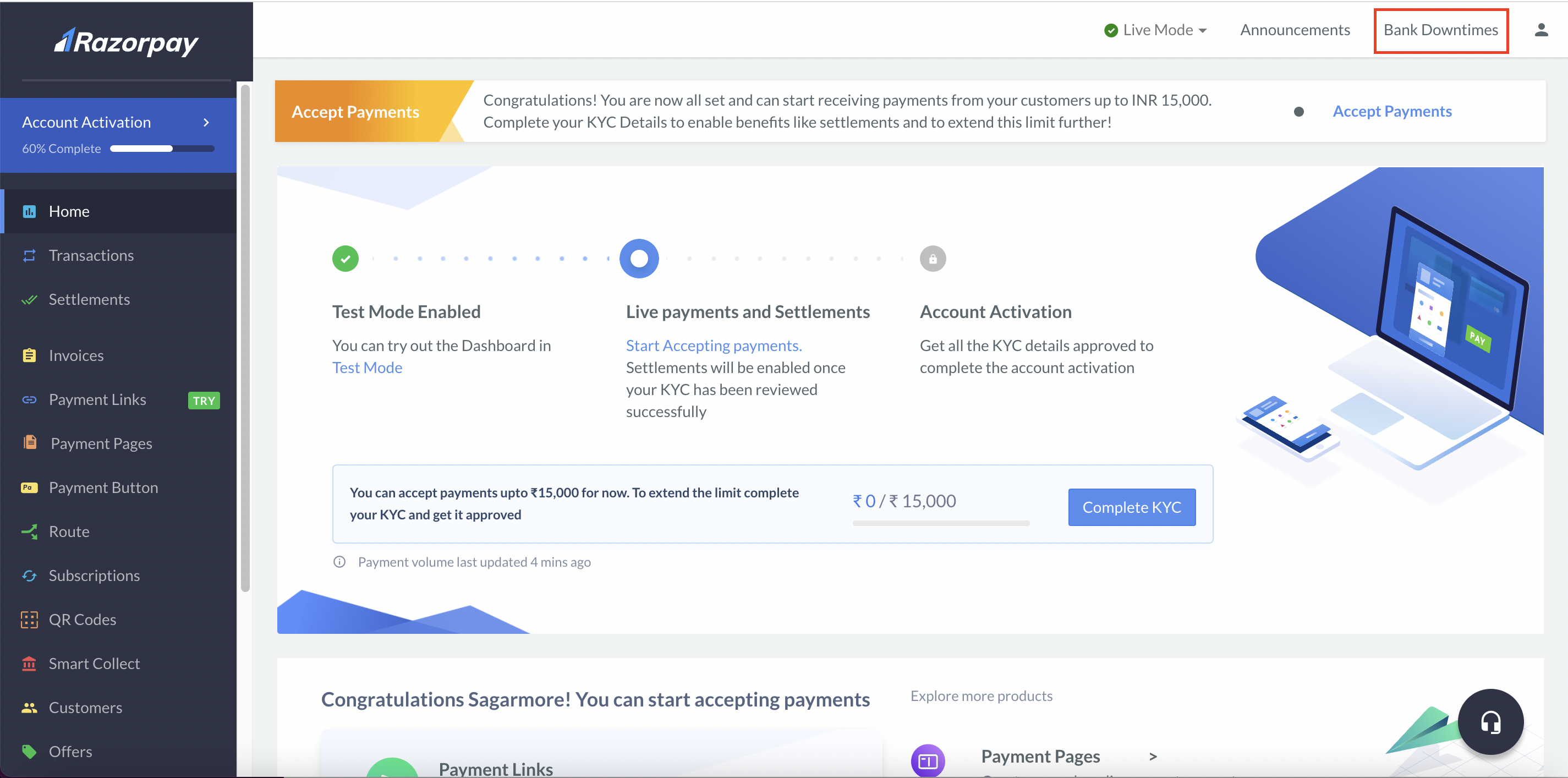 Downtime Updates | Razorpay Docs