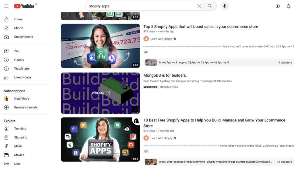 Watch videos on Shopify apps