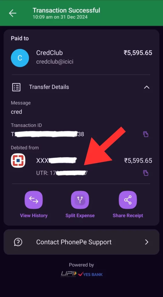 UPI reference Number